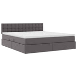 Letto con contenitore e LED Grigio 180 x 200 cm Pelle Sintetica
