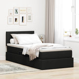 Letto con contenitore e LED con led Nero 90 x 190 cm Tessuto