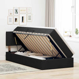 Letto con contenitore e LED con led Nero 90 x 190 cm Tessuto