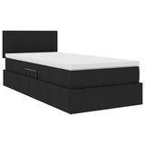 Letto con contenitore e LED con led Nero 90 x 190 cm Tessuto