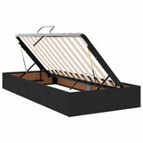 Letto con contenitore e LED con led Nero 90 x 190 cm Tessuto