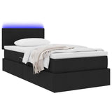 Letto con contenitore e LED con led Nero 90 x 190 cm Tessuto