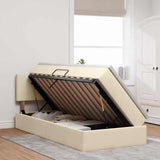 Letto con contenitore e LED con led Crema 90 x 190 cm Tessuto