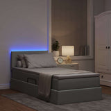 Letto con contenitore e LED Grigio chiaro 90 x 200 cm Tessuto