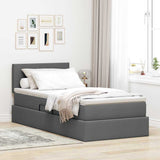 Letto con contenitore e LED Grigio scuro 90 x 200 cm Tessuto