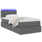 Letto con contenitore e LED Grigio scuro 90 x 200 cm Tessuto