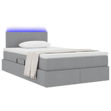 Letto con contenitore e LED Grigio chiaro 120 x 200 cm