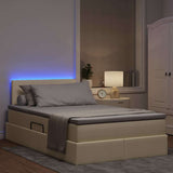 Letto con contenitore e LED con led Crema 120 x 200 cm Tessuto