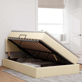 Letto con contenitore e LED con led Crema 120 x 200 cm Tessuto