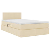 Letto con contenitore e LED con led Crema 120 x 200 cm Tessuto