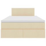 Letto con contenitore e LED con led Crema 120 x 200 cm Tessuto