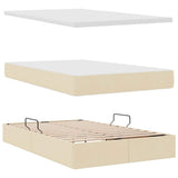 Letto con contenitore e LED con led Crema 120 x 200 cm Tessuto