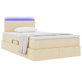 Letto con contenitore e LED con led Crema 120 x 200 cm Tessuto