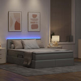 Letto con contenitore e LED Grigio chiaro 140 x 190 cm