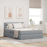 Letto con contenitore e LED Grigio chiaro 140 x 190 cm