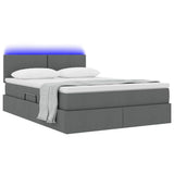 Letto con contenitore e LED Grigio scuro 140 x 200 cm