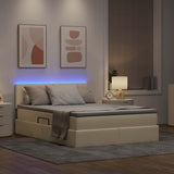 Letto con contenitore e LED Crema 140 x 200 cm Poliestere