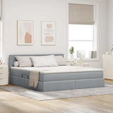 Letto con contenitore e LED Grigio chiaro 160 x 200 cm Tessuto
