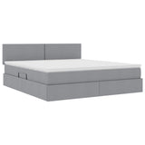 Letto con contenitore e LED Grigio chiaro 160 x 200 cm Tessuto