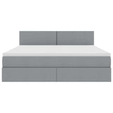 Letto con contenitore e LED Grigio chiaro 160 x 200 cm Tessuto