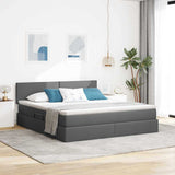 Letto con contenitore e LED Grigio scuro 160 x 200 cm