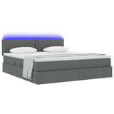 Letto con contenitore e LED Grigio scuro 160 x 200 cm Tessuto