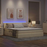 Letto con contenitore e LED Crema 160 x 200 cm Poliestere