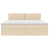 Letto con contenitore e LED Crema 160 x 200 cm Poliestere