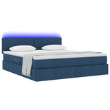 Letto con contenitore e LED Blu 160 x 200 cm Poliestere