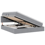 Letto con contenitore e LED Grigio chiaro 180 x 200 cm Tessuto
