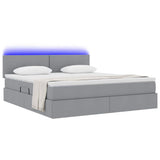 Letto con contenitore e LED Grigio chiaro 180 x 200 cm Tessuto