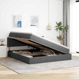 Letto con contenitore e LED Grigio scuro 180 x 200 cm Tessuto