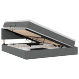 Letto con contenitore e LED Grigio scuro 180 x 200 cm Tessuto
