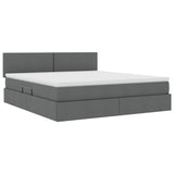 Letto con contenitore e LED Grigio scuro 180 x 200 cm Tessuto