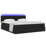 Letto con contenitore e LED Nero 180 x 200 cm Poliestere