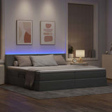 Letto con contenitore e LED Grigio chiaro 200 x 200 cm