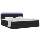 Letto con contenitore e LED Nero 200 x 200 cm Poliestere