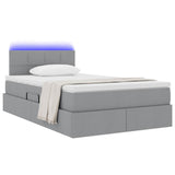 Letto con contenitore e LED Grigio chiaro 120 x 200 cm