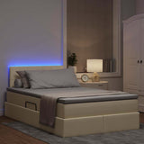 Letto con contenitore e LED Crema 120 x 200 cm Poliestere
