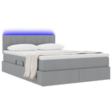 Letto con contenitore e LED Grigio chiaro 140 x 190 cm