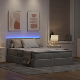 Letto con contenitore e LED Grigio chiaro 140 x 200 cm