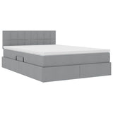 Letto con contenitore e LED Grigio chiaro 140 x 200 cm