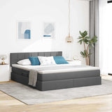 Letto con contenitore e LED Grigio scuro 160 x 200 cm