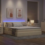 Letto con contenitore e LED Crema 160 x 200 cm Poliestere