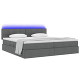 Letto con contenitore e LED Grigio scuro 200 x 200 cm