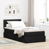 Letto con contenitore e LED con led Nero 90 x 190 cm Tessuto