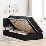 Letto con contenitore e LED con led Nero 90 x 190 cm Tessuto