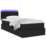 Letto con contenitore e LED con led Nero 90 x 190 cm Tessuto