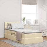 Letto con contenitore e LED con led Crema 90 x 190 cm Tessuto