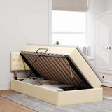 Letto con contenitore e LED con led Crema 90 x 190 cm Tessuto